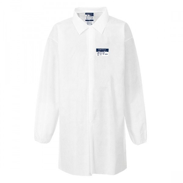 Portwest ST31 Lab Coat - Particulate Protection - Pack of 50 - Unisex - White - Front View