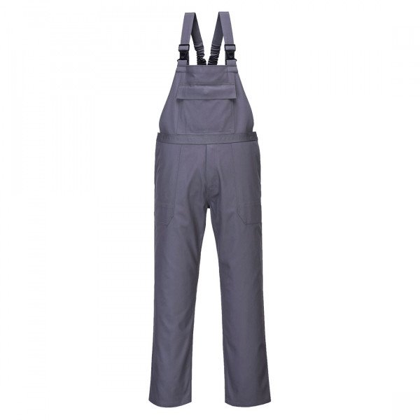 Portwest FR37 Bib and Brace - Anti-Static Properties - Industrial - Unisex - Grey - Front View
