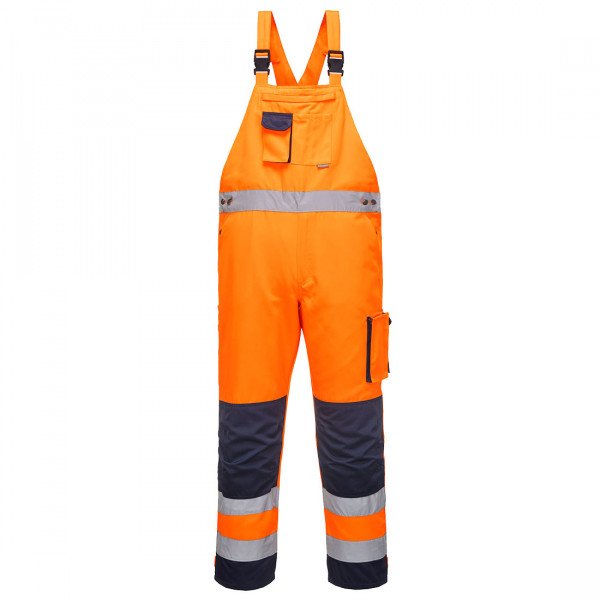 Portwest TX52 Hi Vis Bib and Brace - Superior Comfort - Roadside Workers - Unisex - Orange - Front View