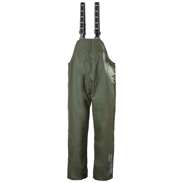 Helly Hansen 70529 Bib and Brace - Oil and Mildew Resistant - Outdoor Working - Unisex - Green - Front View