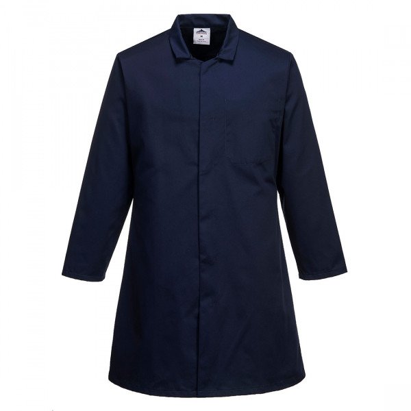 Portwest 2202 Work Coat - Low Maintenance - Catering - Mens - Navy - Front View