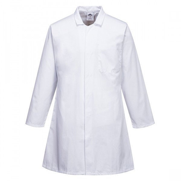 Portwest 2206 Work Coat - Low Maintenance - Catering - Mens - White - Front View