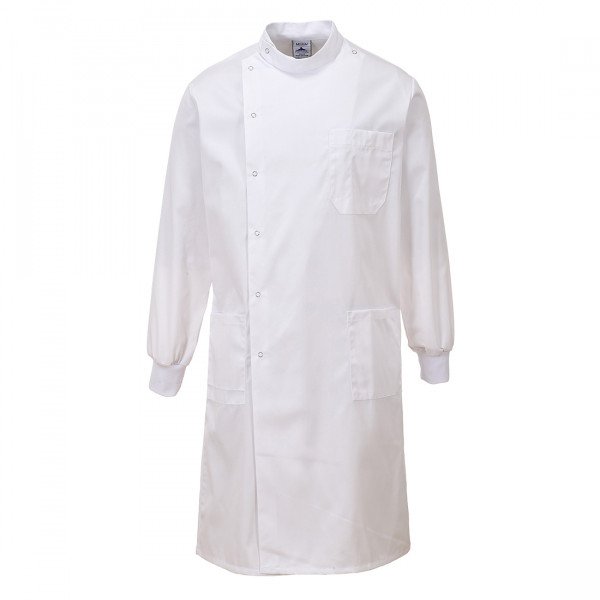 Portwest C865 Lab Coat - Knitted Cuffs - Chemical  - Unisex - White - Front View