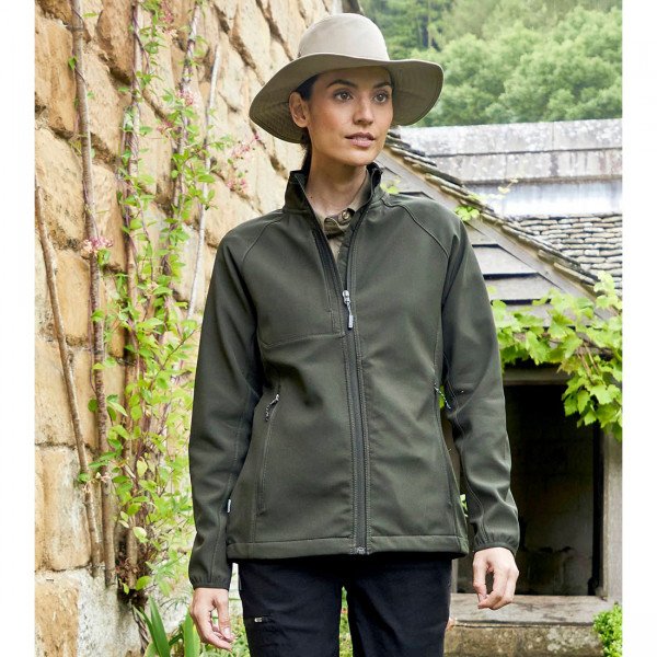 Craghoppers CR310 Women's Softshell Jacket - Recycled Polyester - Everyday Use - Unisex - Cedar - Model Front View